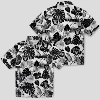 Las Vegas Raiders Tropical Aloha Shirt - Black & White Hawaiian Design for Game Day
