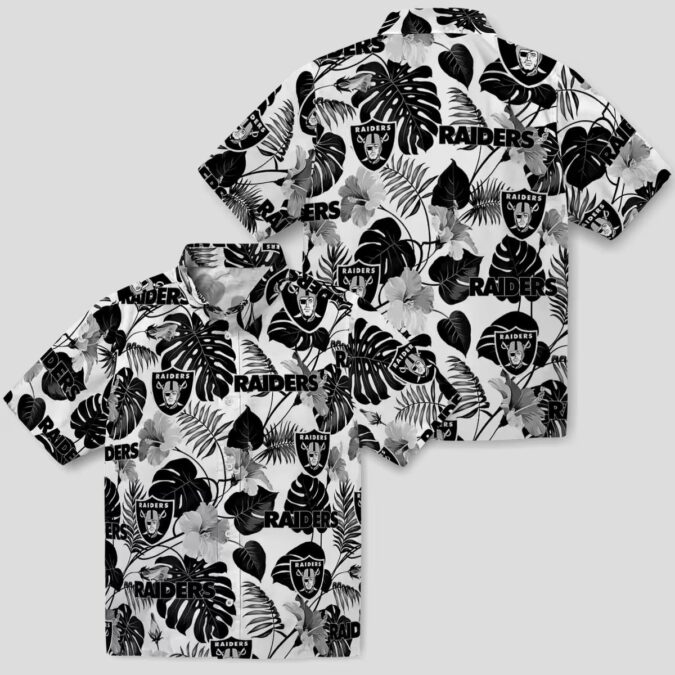 Las Vegas Raiders Tropical Aloha Shirt - Black & White Hawaiian Design for Game Day
