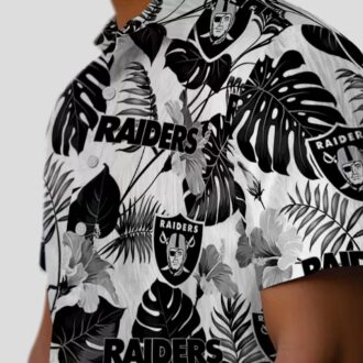 Las Vegas Raiders Tropical Aloha Shirt - Black & White Hawaiian Design for Game Day