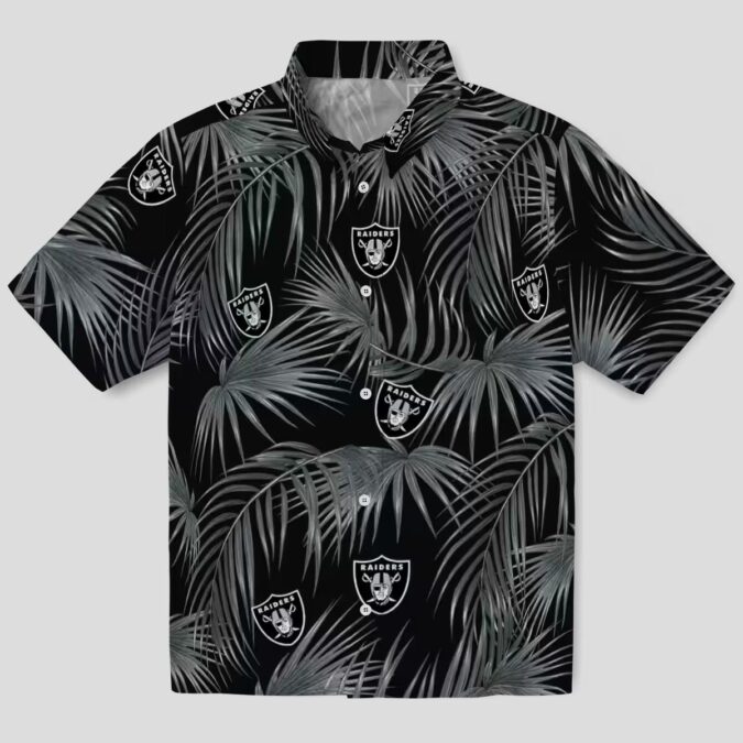 Las Vegas Raiders Tropical Black Hawaiian Shirt - Leafy Palms NFL Game Day Wear