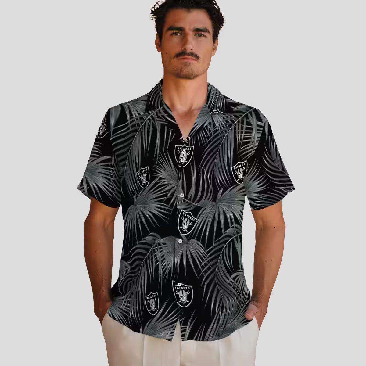 Las Vegas Raiders Tropical Black Hawaiian Shirt - Leafy Palms NFL Game Day Wear