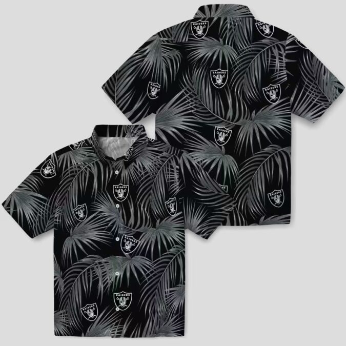 Las Vegas Raiders Tropical Black Hawaiian Shirt - Leafy Palms NFL Game Day Wear
