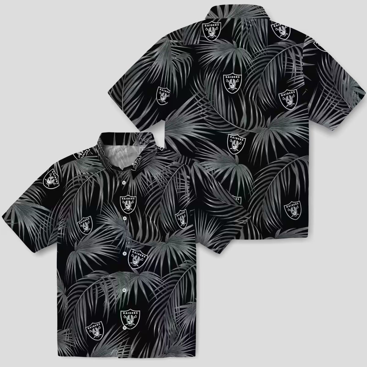 Las Vegas Raiders Tropical Black Hawaiian Shirt - Leafy Palms NFL Game Day Wear