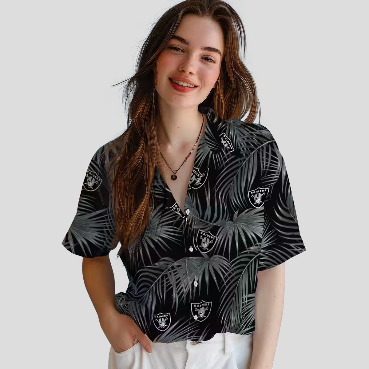 Las Vegas Raiders Tropical Black Hawaiian Shirt - Leafy Palms NFL Game Day Wear