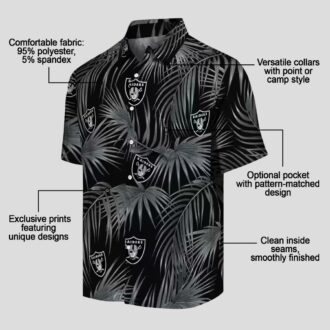 Las Vegas Raiders Tropical Black Hawaiian Shirt - Leafy Palms NFL Game Day Wear