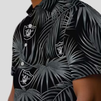 Las Vegas Raiders Tropical Black Hawaiian Shirt - Leafy Palms NFL Game Day Wear
