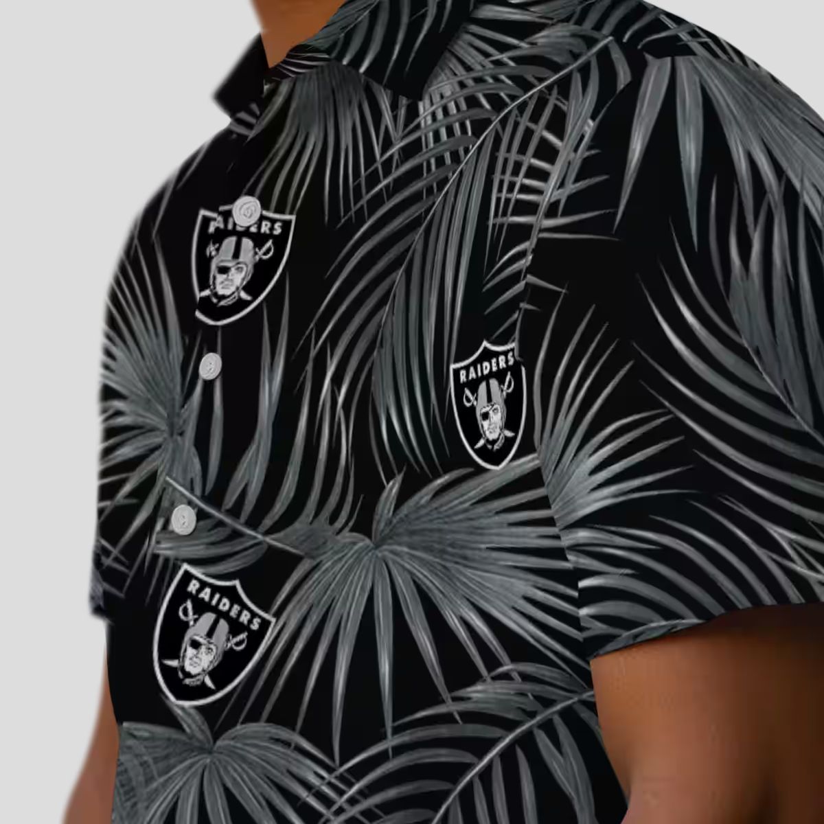 Las Vegas Raiders Tropical Black Hawaiian Shirt - Leafy Palms NFL Game Day Wear