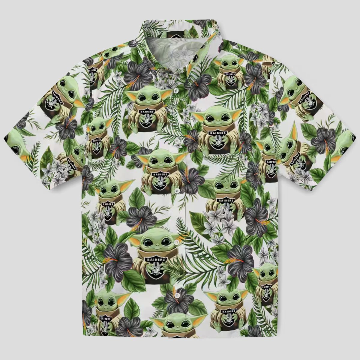 Limited Edition Yoda Raiders Hawaiian Shirt, Tropical Palm & Floral NFL Wear