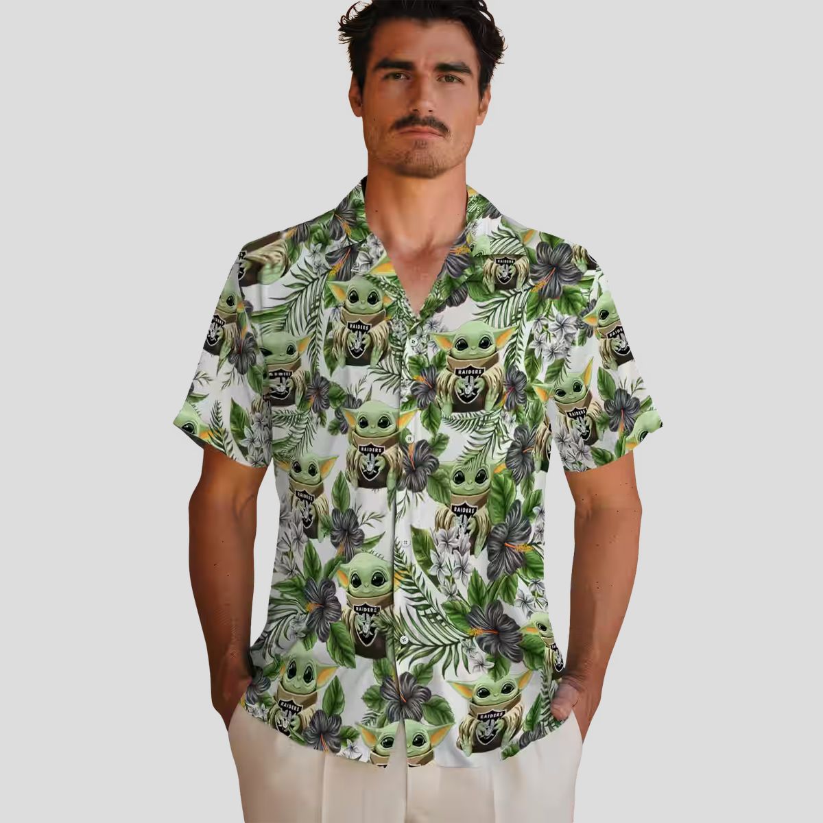 Limited Edition Yoda Raiders Hawaiian Shirt, Tropical Palm & Floral NFL Wear