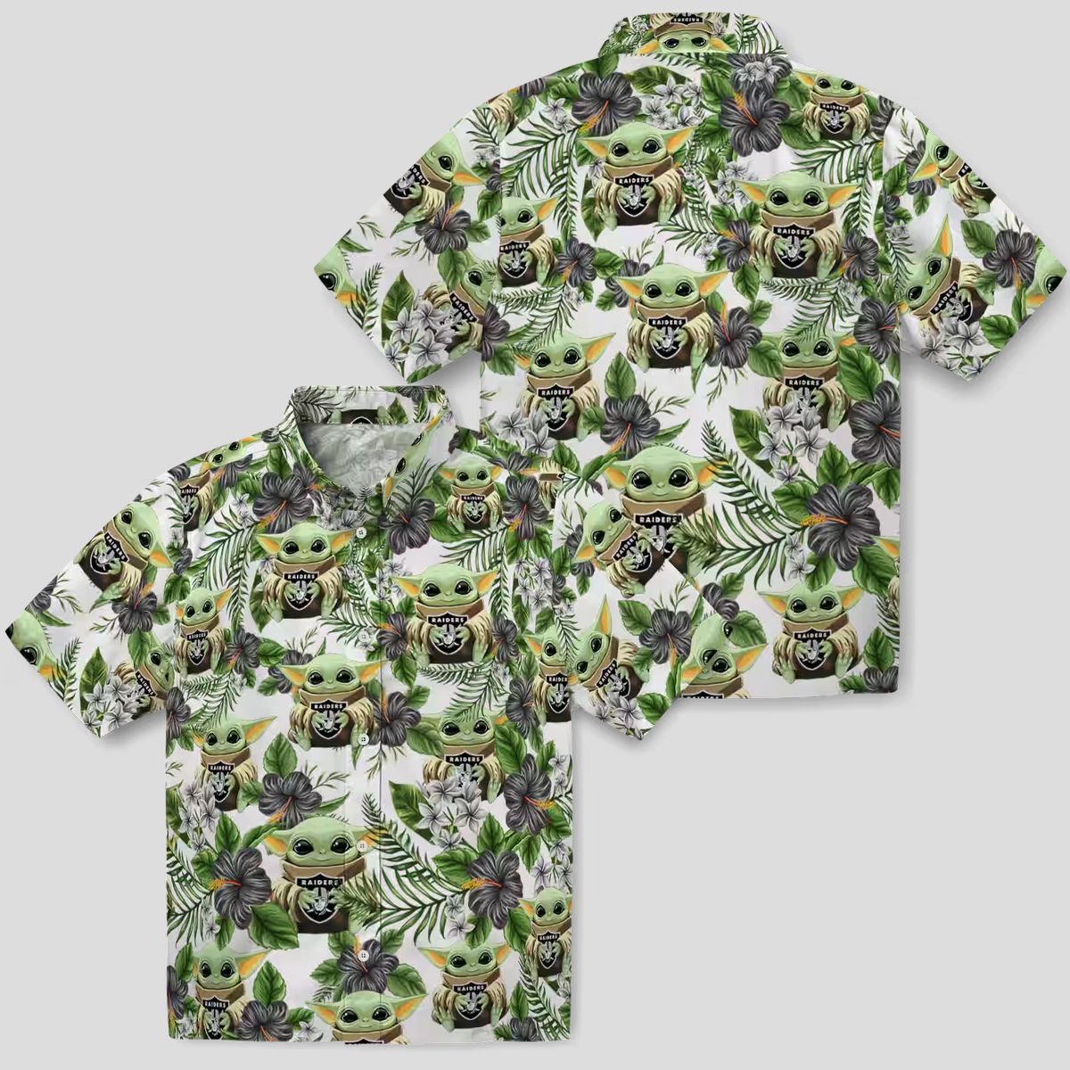 Limited Edition Yoda Raiders Hawaiian Shirt, Tropical Palm & Floral NFL Wear