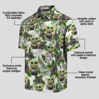 Limited Edition Yoda Raiders Hawaiian Shirt, Tropical Palm & Floral NFL Wear