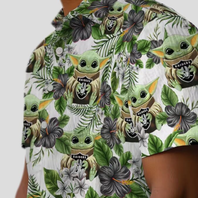 Limited Edition Yoda Raiders Hawaiian Shirt, Tropical Palm & Floral NFL Wear