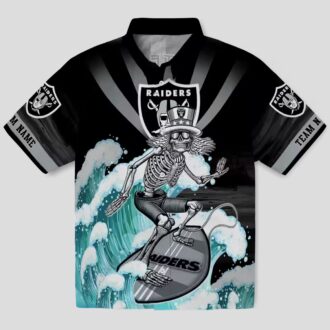 Men’s Las Vegas Raiders Surfing Skeleton Hawaiian Shirt for NFL Fans