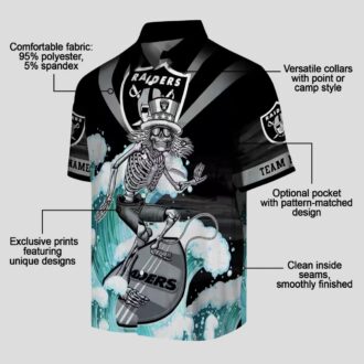 Men’s Las Vegas Raiders Surfing Skeleton Hawaiian Shirt for NFL Fans
