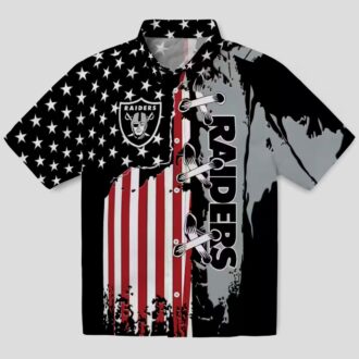 NFL Fans Las Vegas Raiders Black Hawaiian Shirt with Stitched Flag Design for Game Day