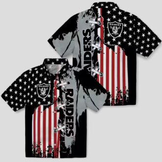 NFL Fans Las Vegas Raiders Black Hawaiian Shirt with Stitched Flag Design for Game Day