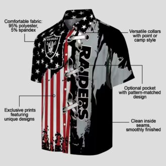 NFL Fans Las Vegas Raiders Black Hawaiian Shirt with Stitched Flag Design for Game Day