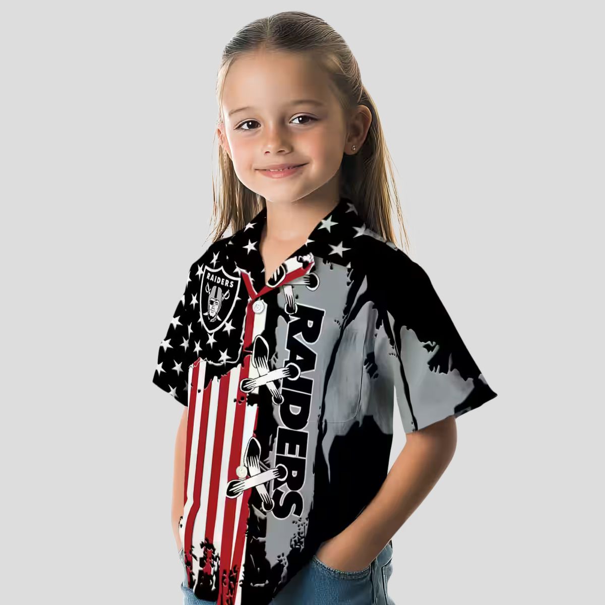 NFL Fans Las Vegas Raiders Black Hawaiian Shirt with Stitched Flag Design for Game Day