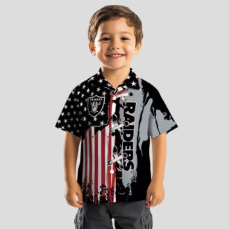 NFL Fans Las Vegas Raiders Black Hawaiian Shirt with Stitched Flag Design for Game Day