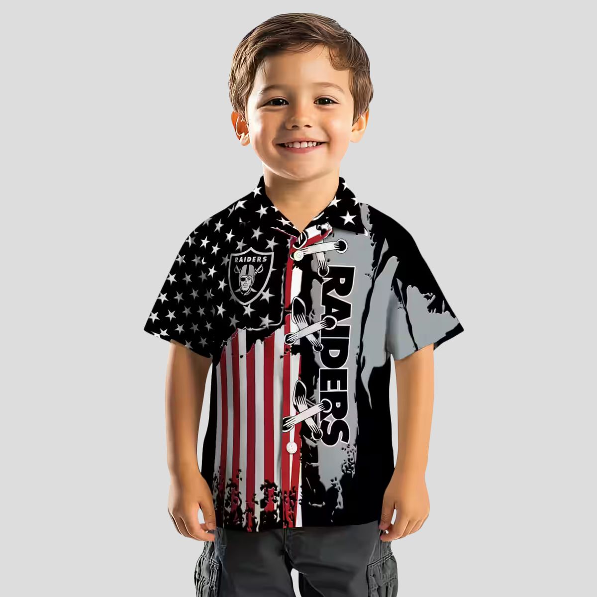NFL Fans Las Vegas Raiders Black Hawaiian Shirt with Stitched Flag Design for Game Day