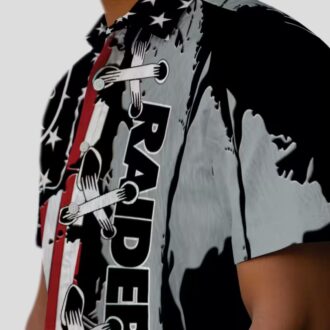 NFL Fans Las Vegas Raiders Black Hawaiian Shirt with Stitched Flag Design for Game Day