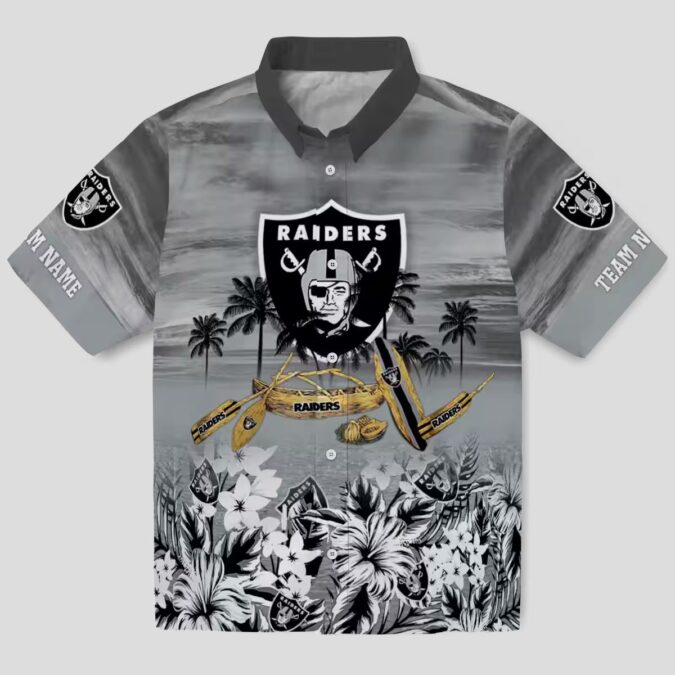 NFL Las Vegas Raiders Aloha Shirt - Custom Black Canoe Hawaiian Apparel