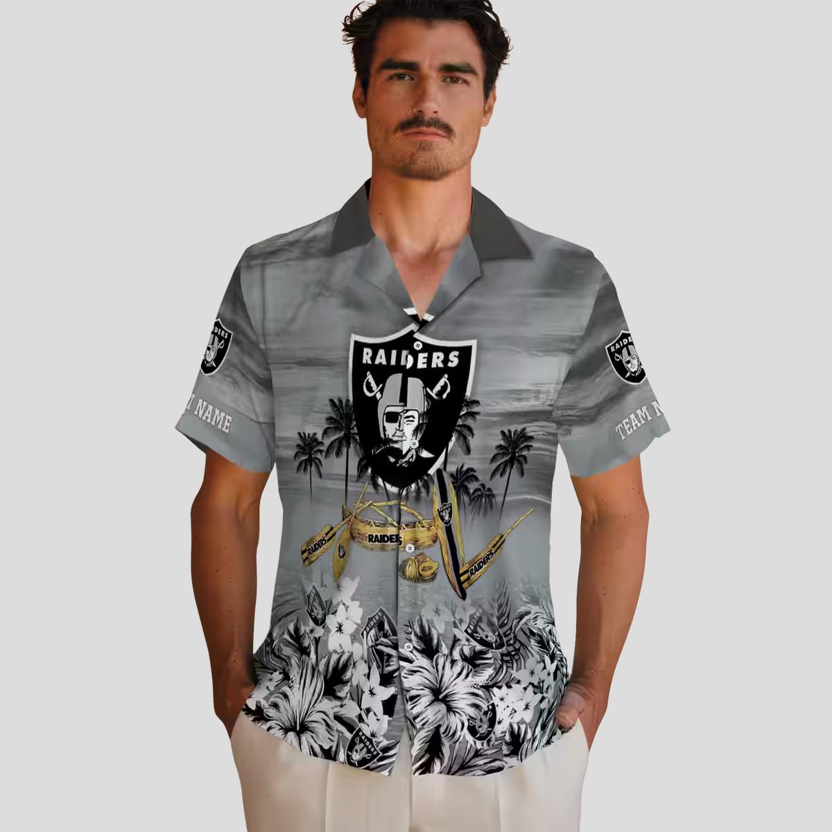 NFL Las Vegas Raiders Aloha Shirt - Custom Black Canoe Hawaiian Apparel