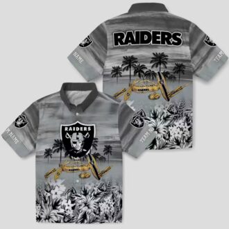 NFL Las Vegas Raiders Aloha Shirt - Custom Black Canoe Hawaiian Apparel