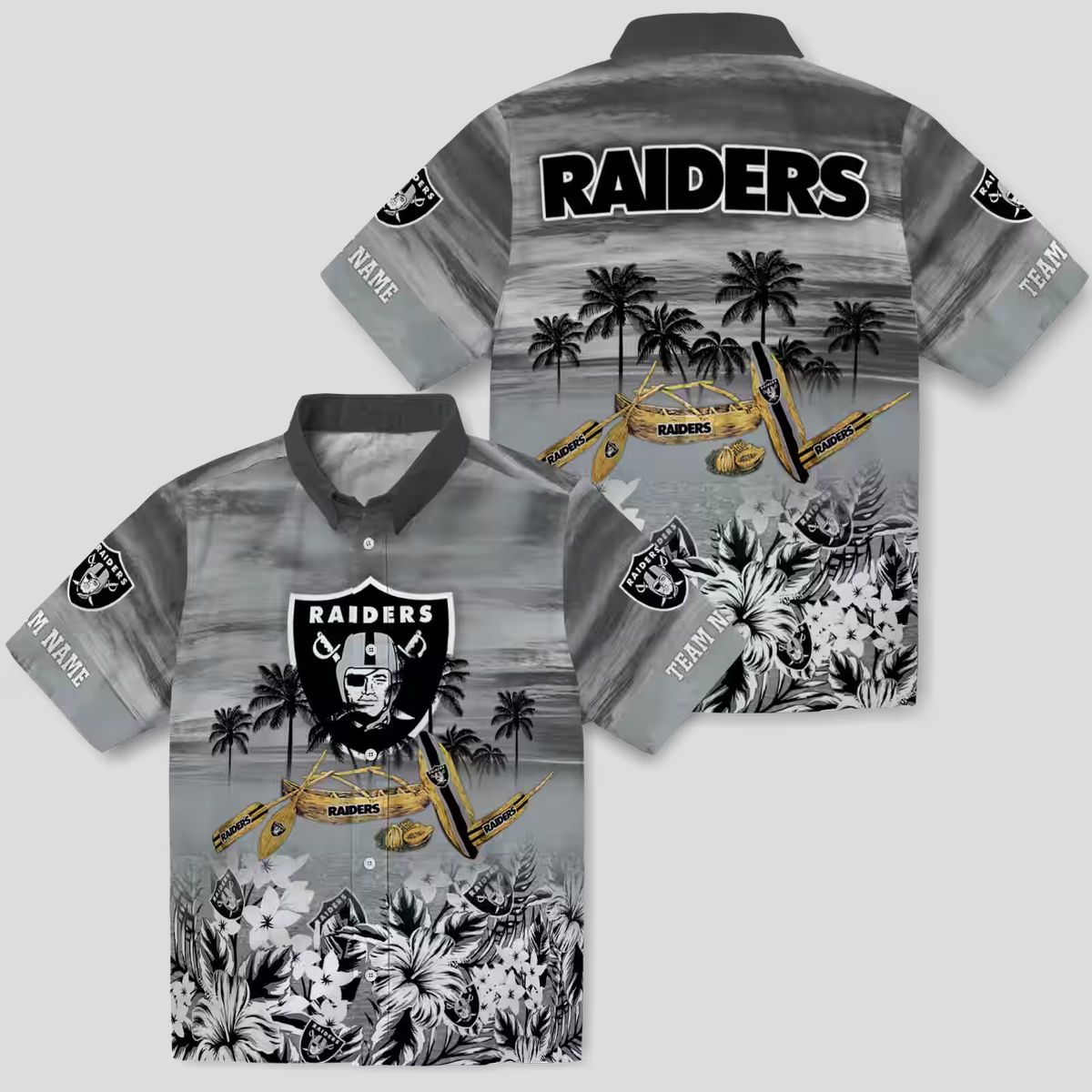 NFL Las Vegas Raiders Aloha Shirt - Custom Black Canoe Hawaiian Apparel