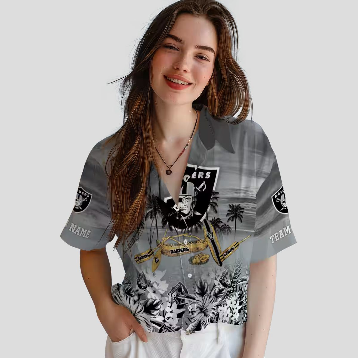 NFL Las Vegas Raiders Aloha Shirt - Custom Black Canoe Hawaiian Apparel