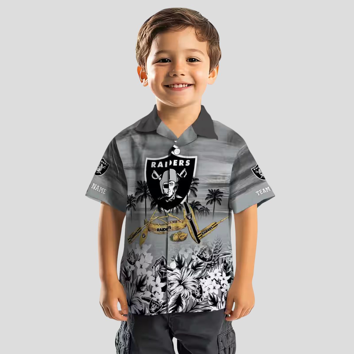 NFL Las Vegas Raiders Aloha Shirt - Custom Black Canoe Hawaiian Apparel
