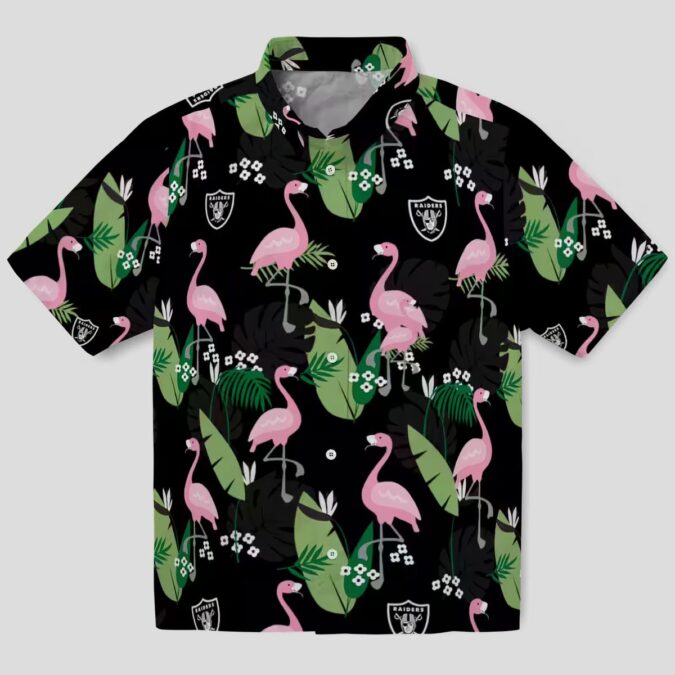 NFL Las Vegas Raiders Black Hawaiian Shirt, Summer Flamingo Leaf Design
