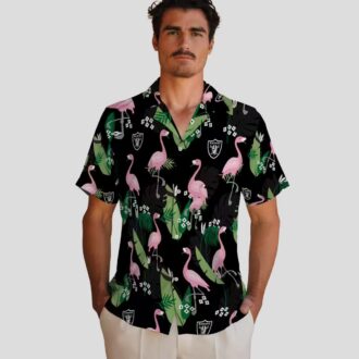 NFL Las Vegas Raiders Black Hawaiian Shirt, Summer Flamingo Leaf Design