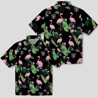 NFL Las Vegas Raiders Black Hawaiian Shirt, Summer Flamingo Leaf Design