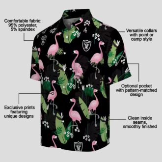 NFL Las Vegas Raiders Black Hawaiian Shirt, Summer Flamingo Leaf Design