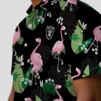 NFL Las Vegas Raiders Black Hawaiian Shirt, Summer Flamingo Leaf Design