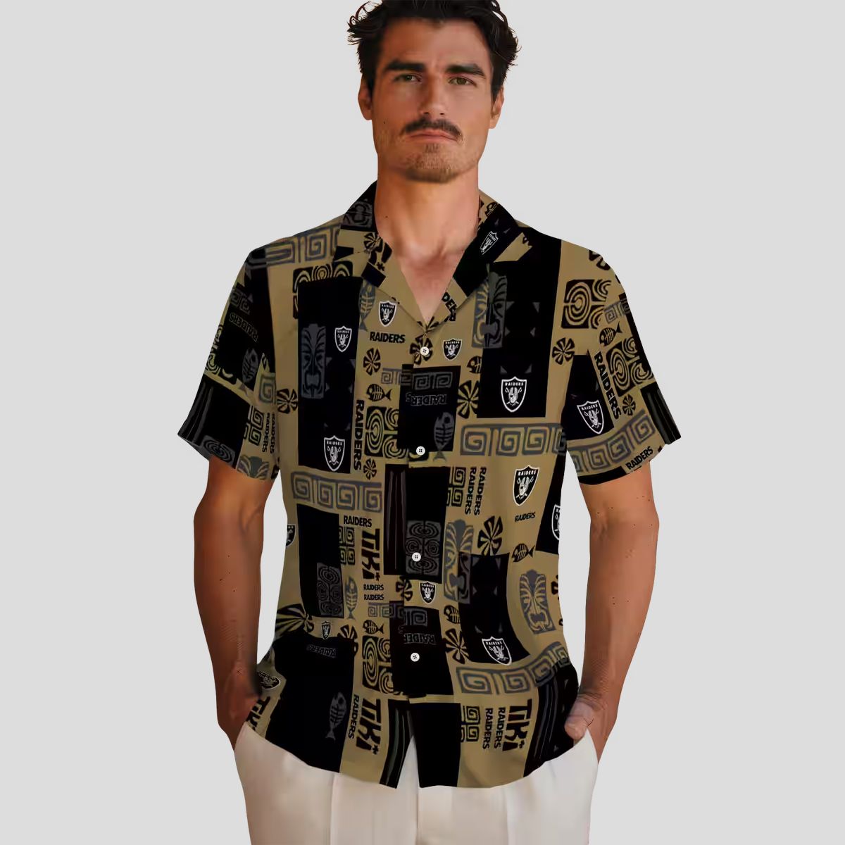NFL Raiders Tribal Hawaiian Shirt, Black Tropical Aloha Style for Game Day & Beach