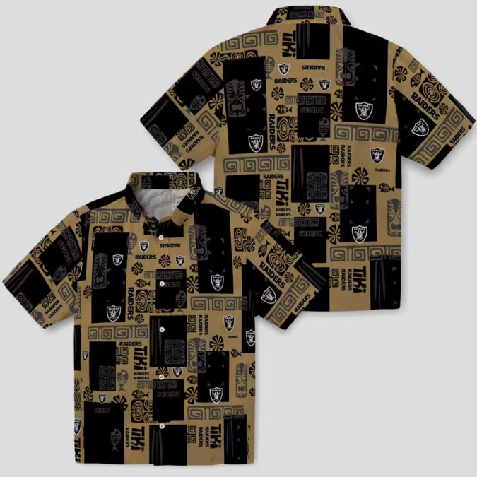 NFL Raiders Tribal Hawaiian Shirt, Black Tropical Aloha Style for Game Day & Beach