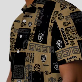 NFL Raiders Tribal Hawaiian Shirt, Black Tropical Aloha Style for Game Day & Beach