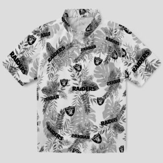 NFL Team Las Vegas Raiders Hawaiian Shirt - White Tropical Leaves Aloha Style