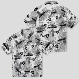 NFL Team Las Vegas Raiders Hawaiian Shirt - White Tropical Leaves Aloha Style
