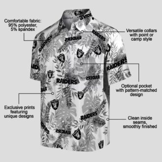 NFL Team Las Vegas Raiders Hawaiian Shirt - White Tropical Leaves Aloha Style