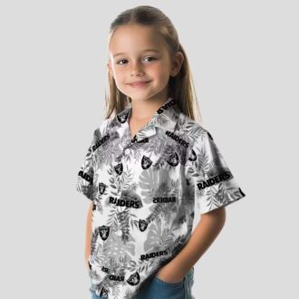 NFL Team Las Vegas Raiders Hawaiian Shirt - White Tropical Leaves Aloha Style