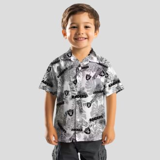 NFL Team Las Vegas Raiders Hawaiian Shirt - White Tropical Leaves Aloha Style