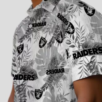 NFL Team Las Vegas Raiders Hawaiian Shirt - White Tropical Leaves Aloha Style