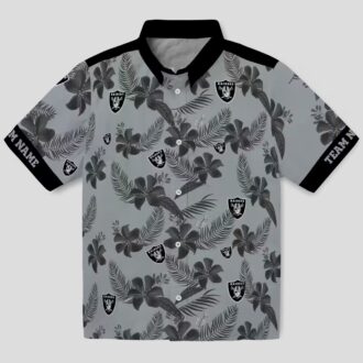 Silver Botanical Print Raiders Hawaiian Shirt, Custom NFL Aloha Summer Beach Outfit