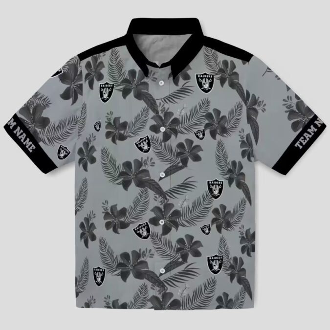 Silver Botanical Print Raiders Hawaiian Shirt, Custom NFL Aloha Summer Beach Outfit