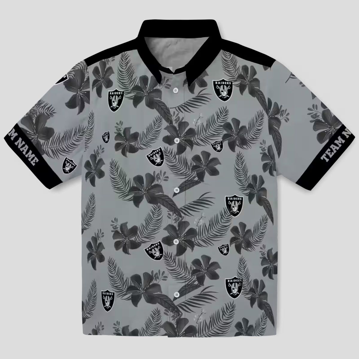 Silver Botanical Print Raiders Hawaiian Shirt, Custom NFL Aloha Summer Beach Outfit