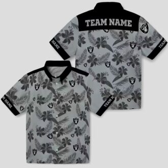 Silver Botanical Print Raiders Hawaiian Shirt, Custom NFL Aloha Summer Beach Outfit