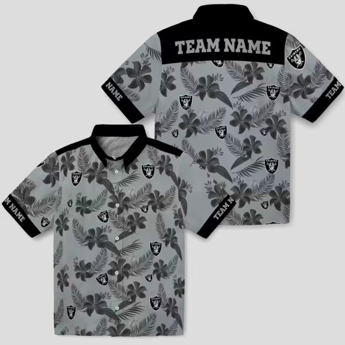 Silver Botanical Print Raiders Hawaiian Shirt, Custom NFL Aloha Summer Beach Outfit